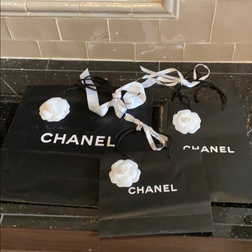 Chanel Logo Black & White Camilla Bags